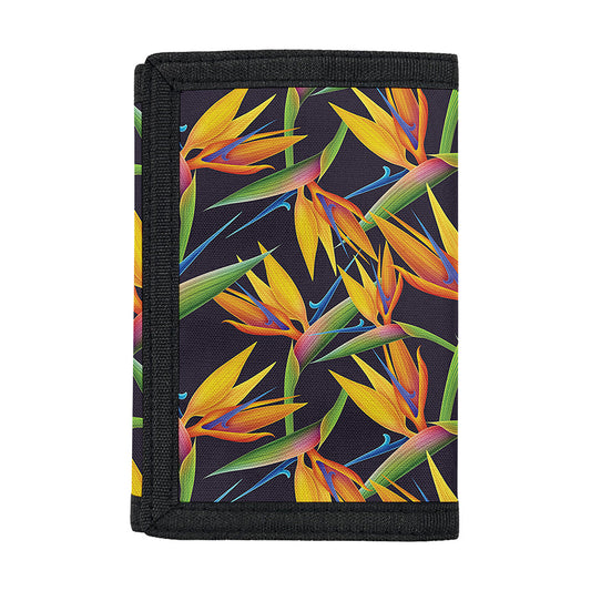 Bird Of Paradise Flower Pattern Print Trifold Wallet