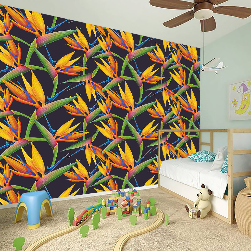 Bird Of Paradise Flower Pattern Print Wall Sticker