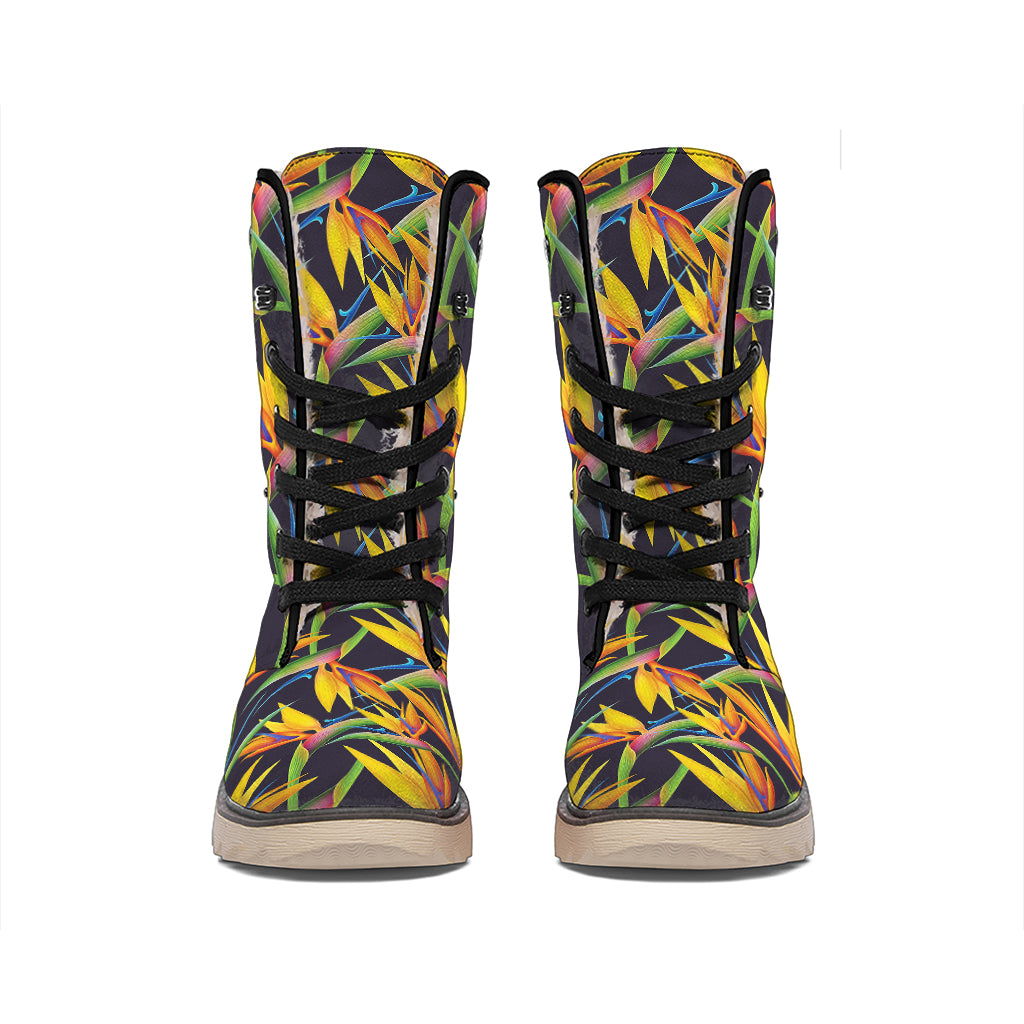 Bird Of Paradise Flower Pattern Print Winter Boots