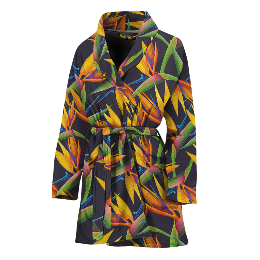 Bird Of Paradise Flower Pattern Print Women's Bathrobe