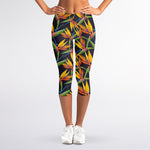 Bird Of Paradise Flower Pattern Print Women's Capri Leggings