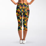 Bird Of Paradise Flower Pattern Print Women's Capri Leggings