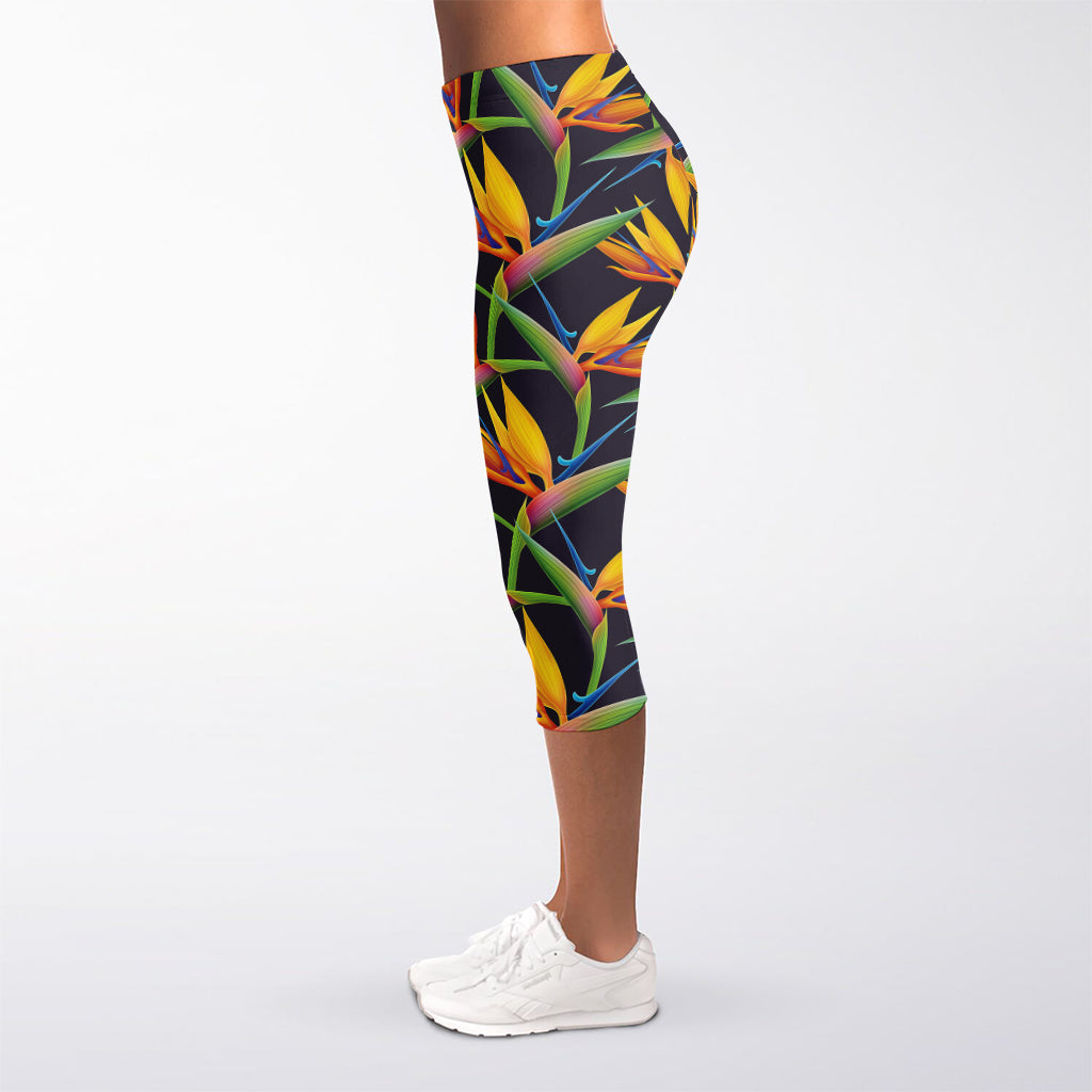 Bird Of Paradise Flower Pattern Print Women's Capri Leggings