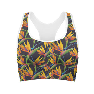 Bird Of Paradise Flower Pattern Print Women's Sports Bra