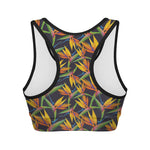 Bird Of Paradise Flower Pattern Print Women's Sports Bra