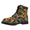 Bird Of Paradise Flower Pattern Print Padded Collar Lace Up Boots