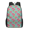 Bird Pink Floral Flower Pattern Print 17 Inch Backpack