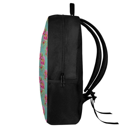 Bird Pink Floral Flower Pattern Print 17 Inch Backpack