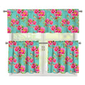 Bird Pink Floral Flower Pattern Print 3 Piece Kitchen Curtains