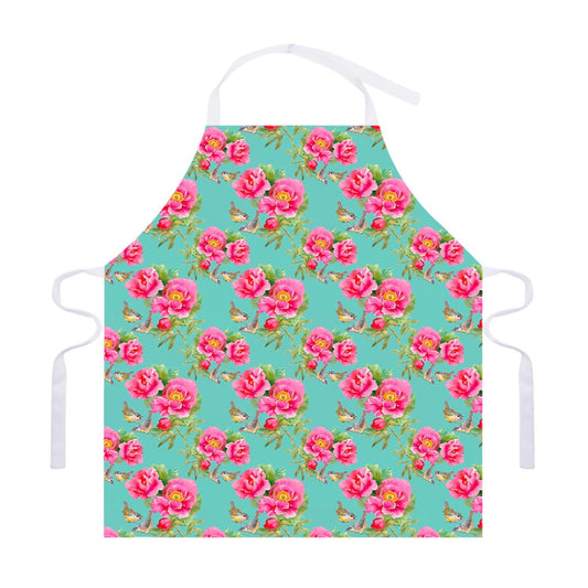 Bird Pink Floral Flower Pattern Print Adjustable Apron