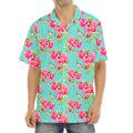 Bird Pink Floral Flower Pattern Print Aloha Shirt
