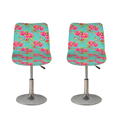 Bird Pink Floral Flower Pattern Print Bar Stool Covers