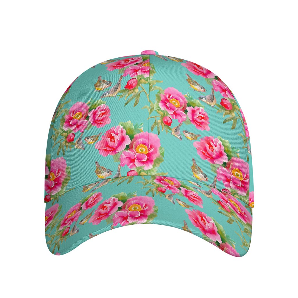 Bird Pink Floral Flower Pattern Print Baseball Cap