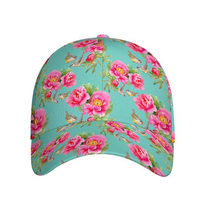 Bird Pink Floral Flower Pattern Print Baseball Cap