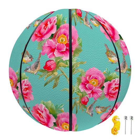 Bird Pink Floral Flower Pattern Print Basketball