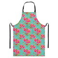 Bird Pink Floral Flower Pattern Print Bib Apron With Pocket