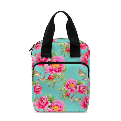 Bird Pink Floral Flower Pattern Print Bible Tote Bag