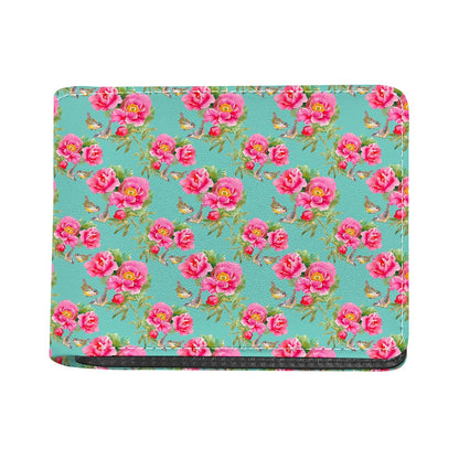 Bird Pink Floral Flower Pattern Print Bifold Wallet