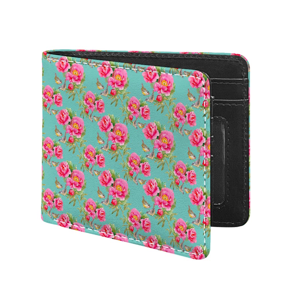 Bird Pink Floral Flower Pattern Print Bifold Wallet