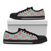 Bird Pink Floral Flower Pattern Print Black Low Top Sneakers