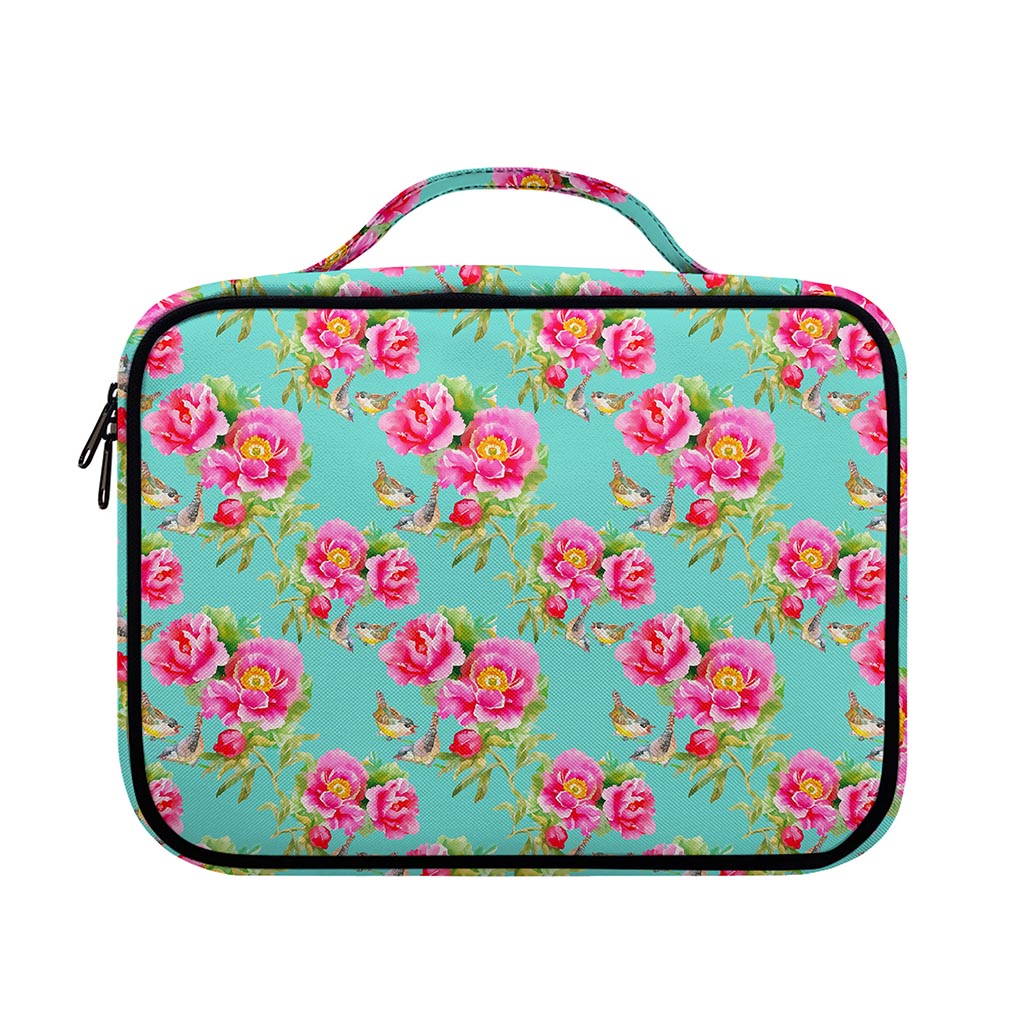 Bird Pink Floral Flower Pattern Print Briefcase Bible Bag