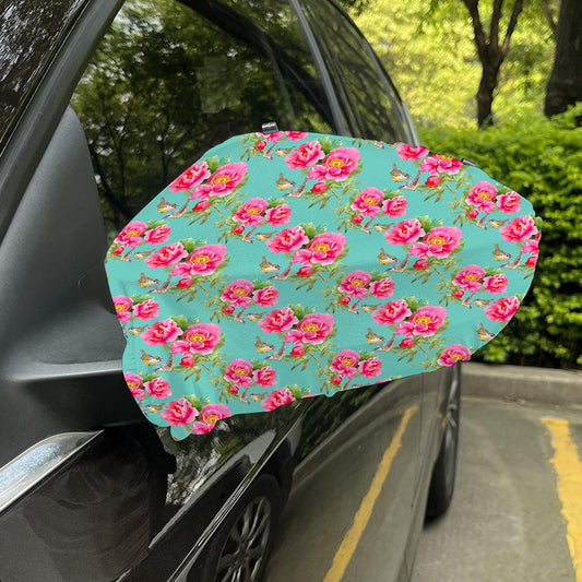 Bird Pink Floral Flower Pattern Print Car Side Mirror Covers