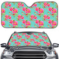 Bird Pink Floral Flower Pattern Print Car Windshield Sun Shade