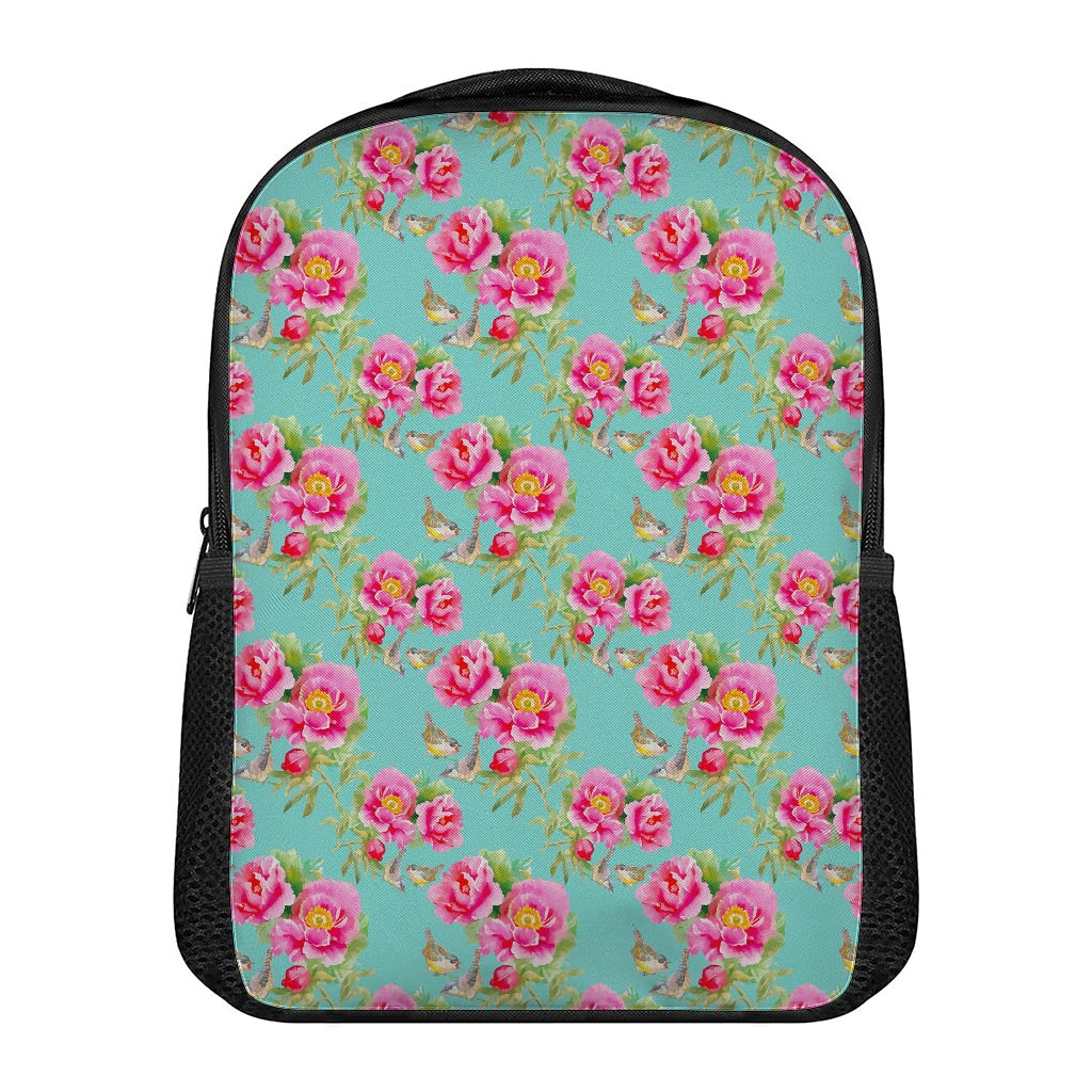 Bird Pink Floral Flower Pattern Print Casual Backpack