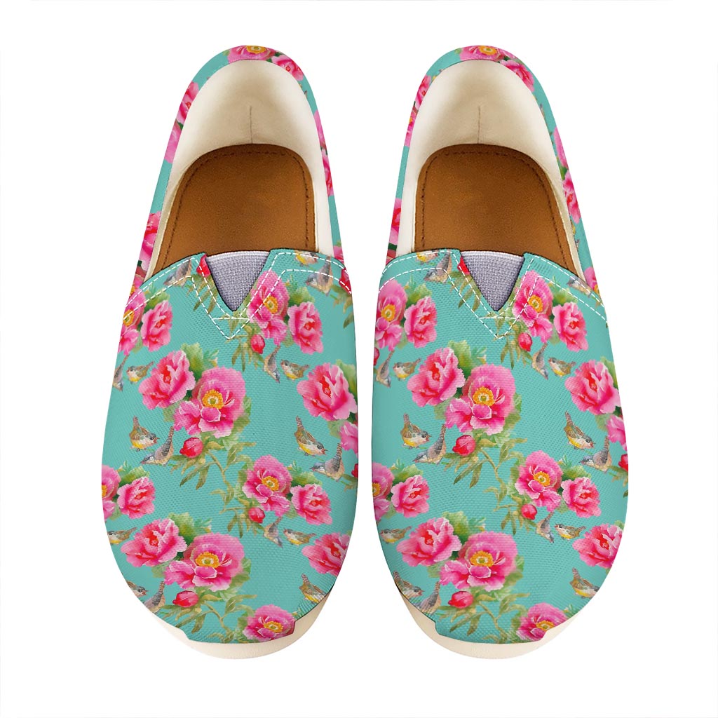 Bird Pink Floral Flower Pattern Print Casual Shoes