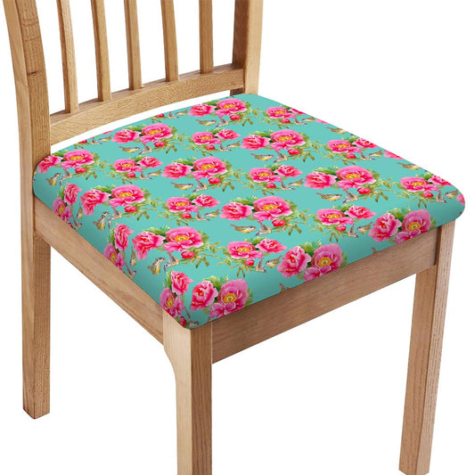 Bird Pink Floral Flower Pattern Print Chair Cushion Cover