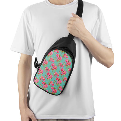 Bird Pink Floral Flower Pattern Print Chest Bag