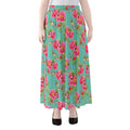 Bird Pink Floral Flower Pattern Print Chiffon Maxi Skirt
