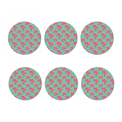 Bird Pink Floral Flower Pattern Print Coaster Set