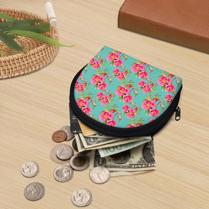 Bird Pink Floral Flower Pattern Print Coin Purse