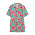 Bird Pink Floral Flower Pattern Print Cotton Hawaiian Shirt