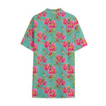 Bird Pink Floral Flower Pattern Print Cotton Hawaiian Shirt