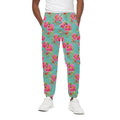 Bird Pink Floral Flower Pattern Print Cotton Sweatpants