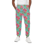 Bird Pink Floral Flower Pattern Print Cotton Pants