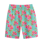 Bird Pink Floral Flower Pattern Print Cotton Shorts