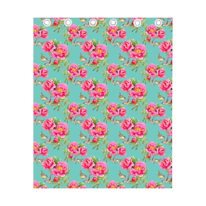 Bird Pink Floral Flower Pattern Print Curtain