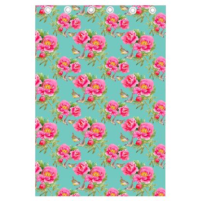 Bird Pink Floral Flower Pattern Print Curtain