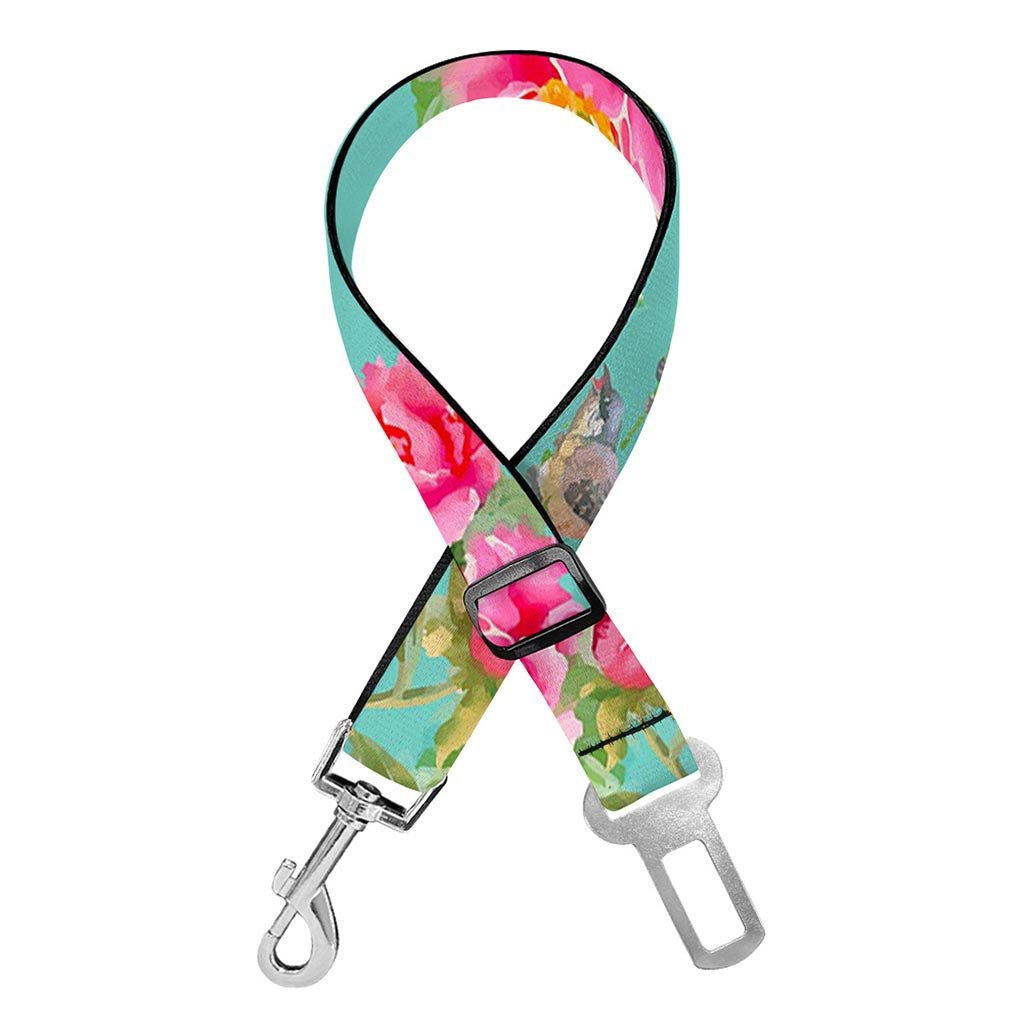 Bird Pink Floral Flower Pattern Print Dog Seat Belt
