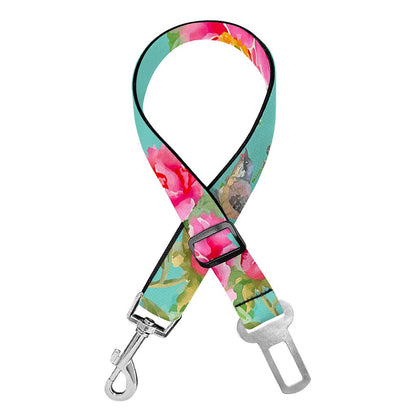 Bird Pink Floral Flower Pattern Print Dog Seat Belt