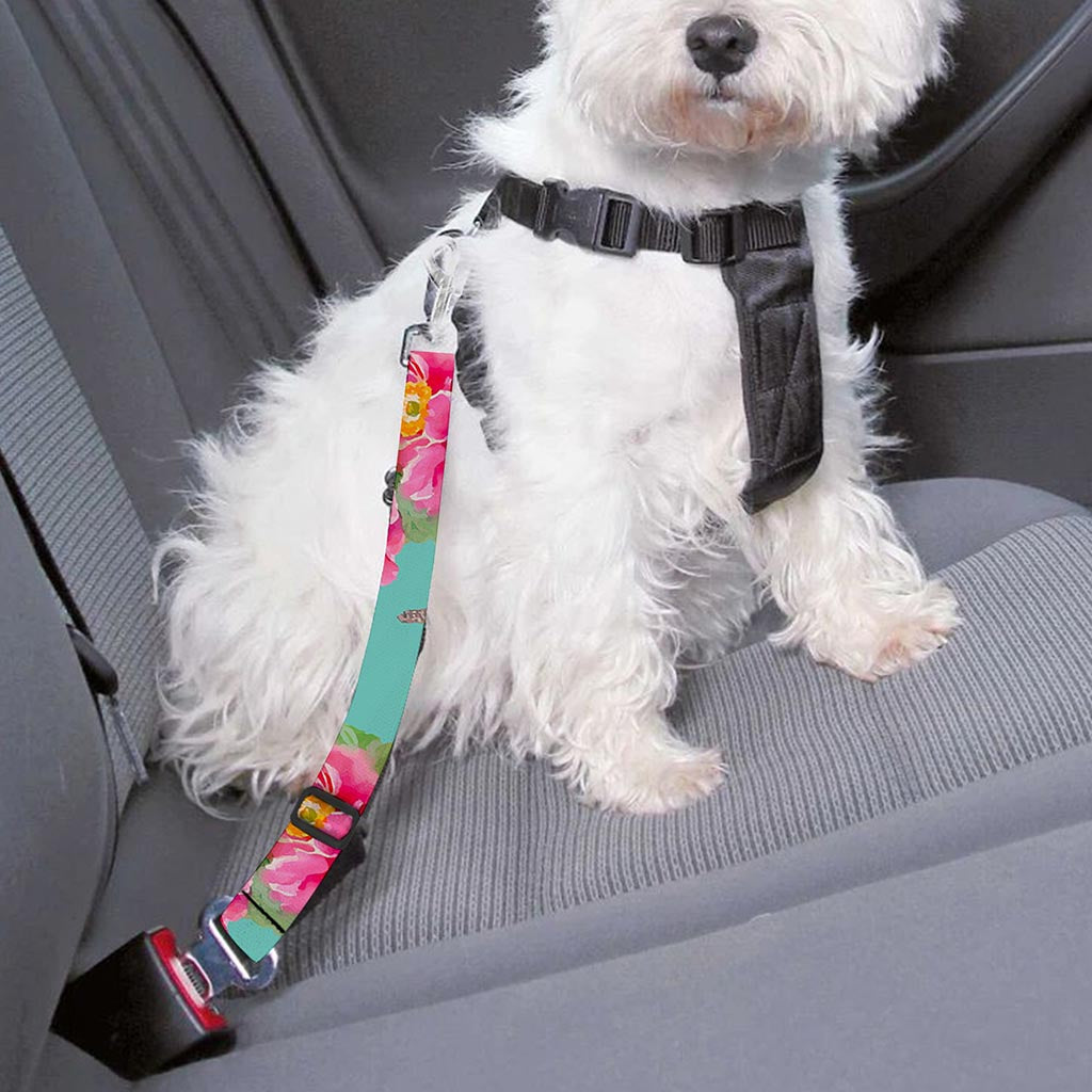 Bird Pink Floral Flower Pattern Print Dog Seat Belt
