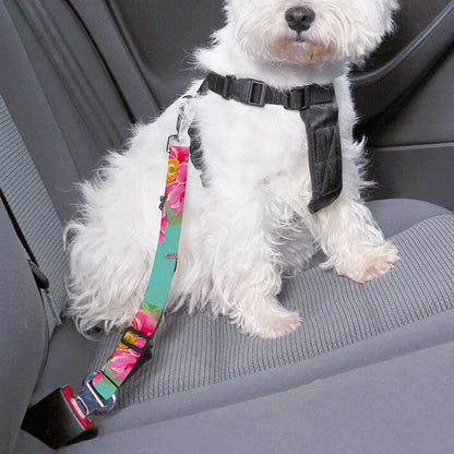 Bird Pink Floral Flower Pattern Print Dog Seat Belt