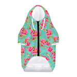 Bird Pink Floral Flower Pattern Print Dog Zip Up Hoodie