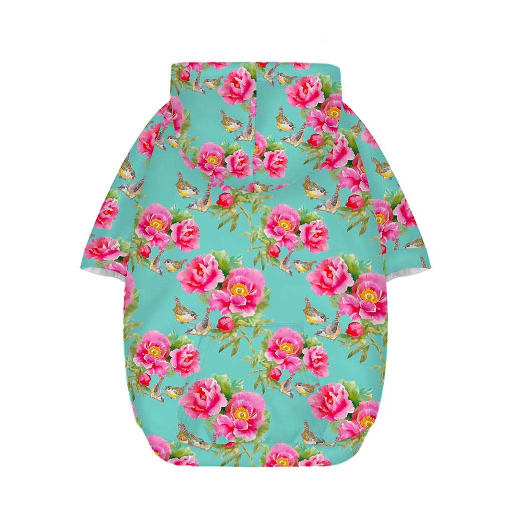 Bird Pink Floral Flower Pattern Print Dog Zip Up Hoodie