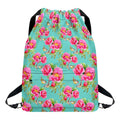 Bird Pink Floral Flower Pattern Print Drawstring Backpack