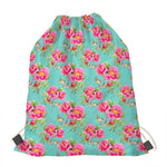 Bird Pink Floral Flower Pattern Print Drawstring Bag