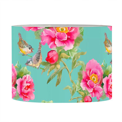 Bird Pink Floral Flower Pattern Print Drum Lamp Shade